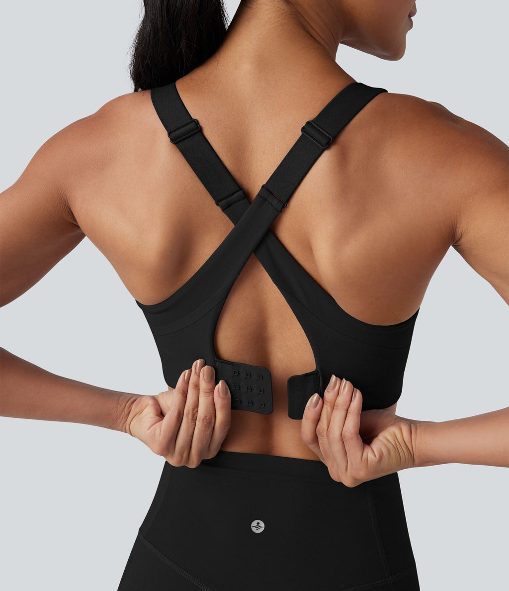 Brassière de sport d'entraînement Halara UltraSculpt™ soutien moyen à coques moulées, bretelles croisées et boucle ajustable