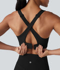 Brassière de sport d'entraînement Halara UltraSculpt™ soutien moyen à coques moulées, bretelles croisées et boucle ajustable