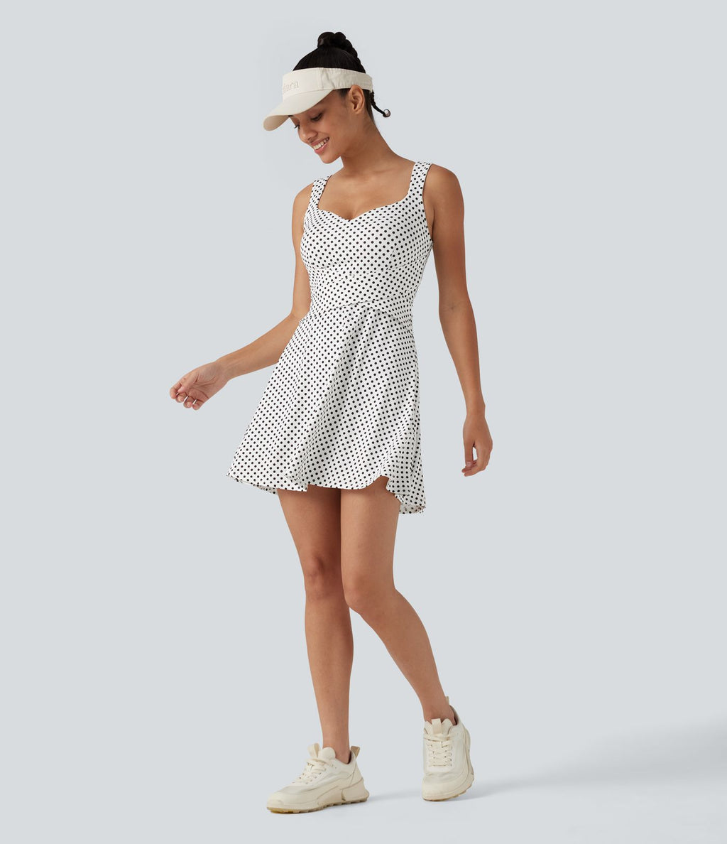 Robe sport de tennis mini 2-en-1 à pois avec brassière intégrée et poches - Édition Easy Peasy