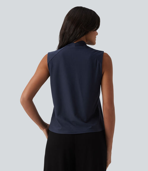 Blouse de travail sans manches à col drapé