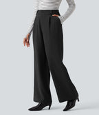 Pantalon tailleur baggy taille haute avec poches