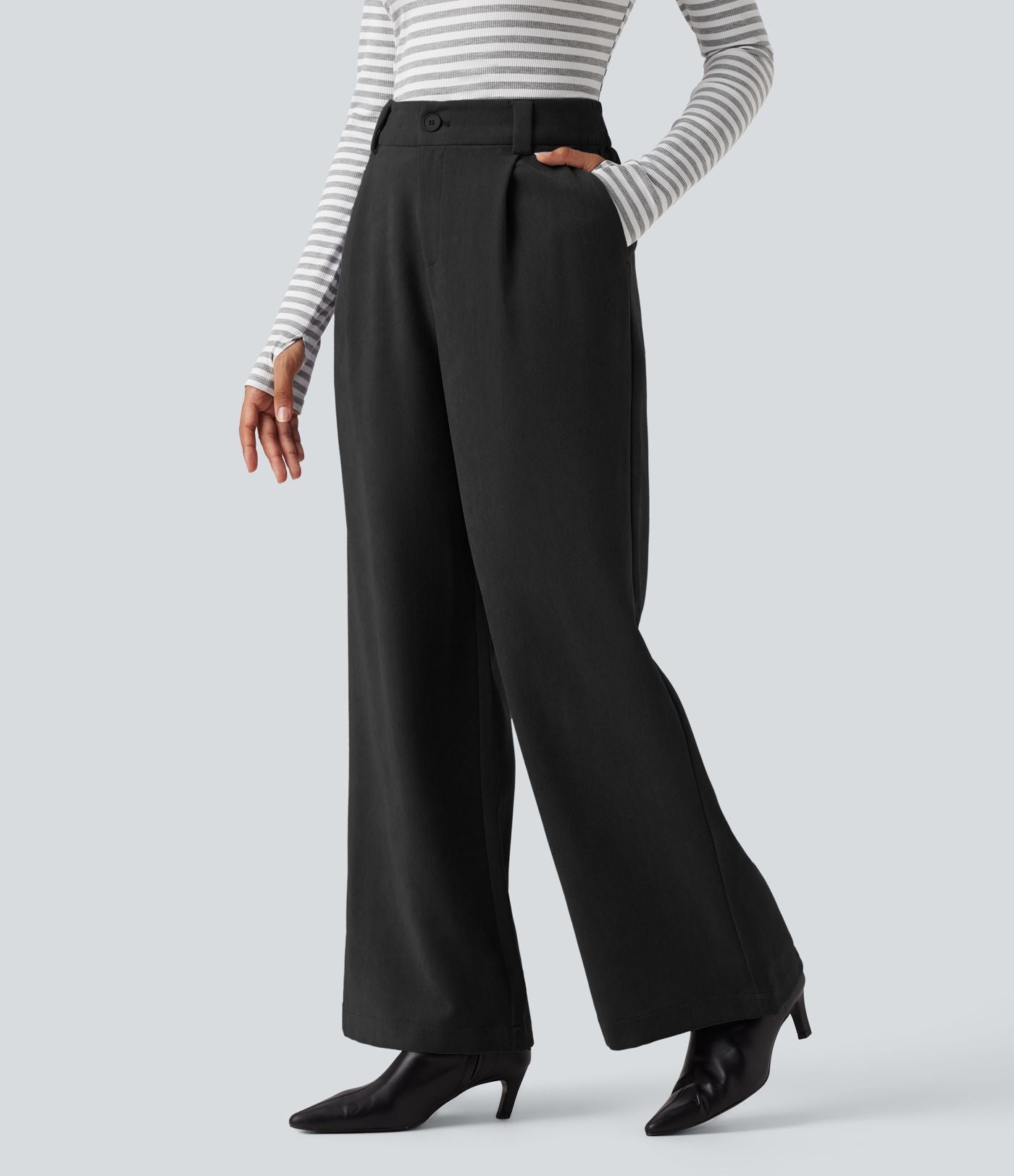 Pantalon tailleur baggy taille haute avec poches