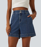 Short en jean casual taille haute Halara Flex™ 12,5 cm avec poches