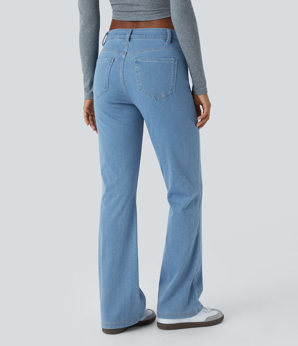 Halara Flex™ Jean Évasé Casual Taille Mi-haute Tricot Extensible Boutonnés Poches
