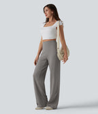 Pantalon droit taille haute ventre plat avec poche