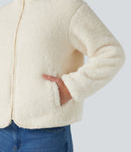 Veste sherpa col montant manches longues avec poches