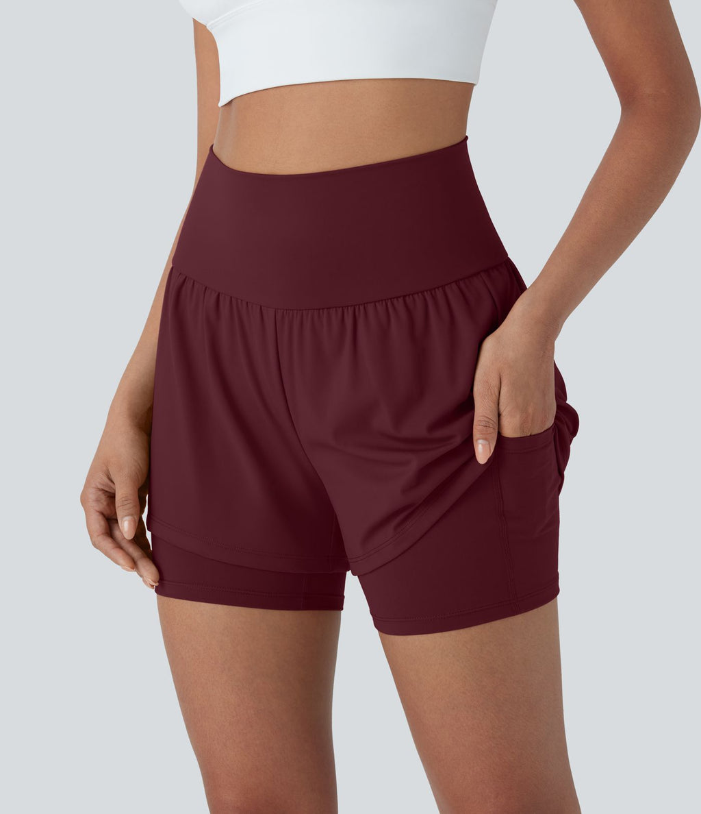 Short de yoga 2-en-1 SoftlyZero™ Airy taille très haute effet frais InstantCool 12,5 cm avec poches