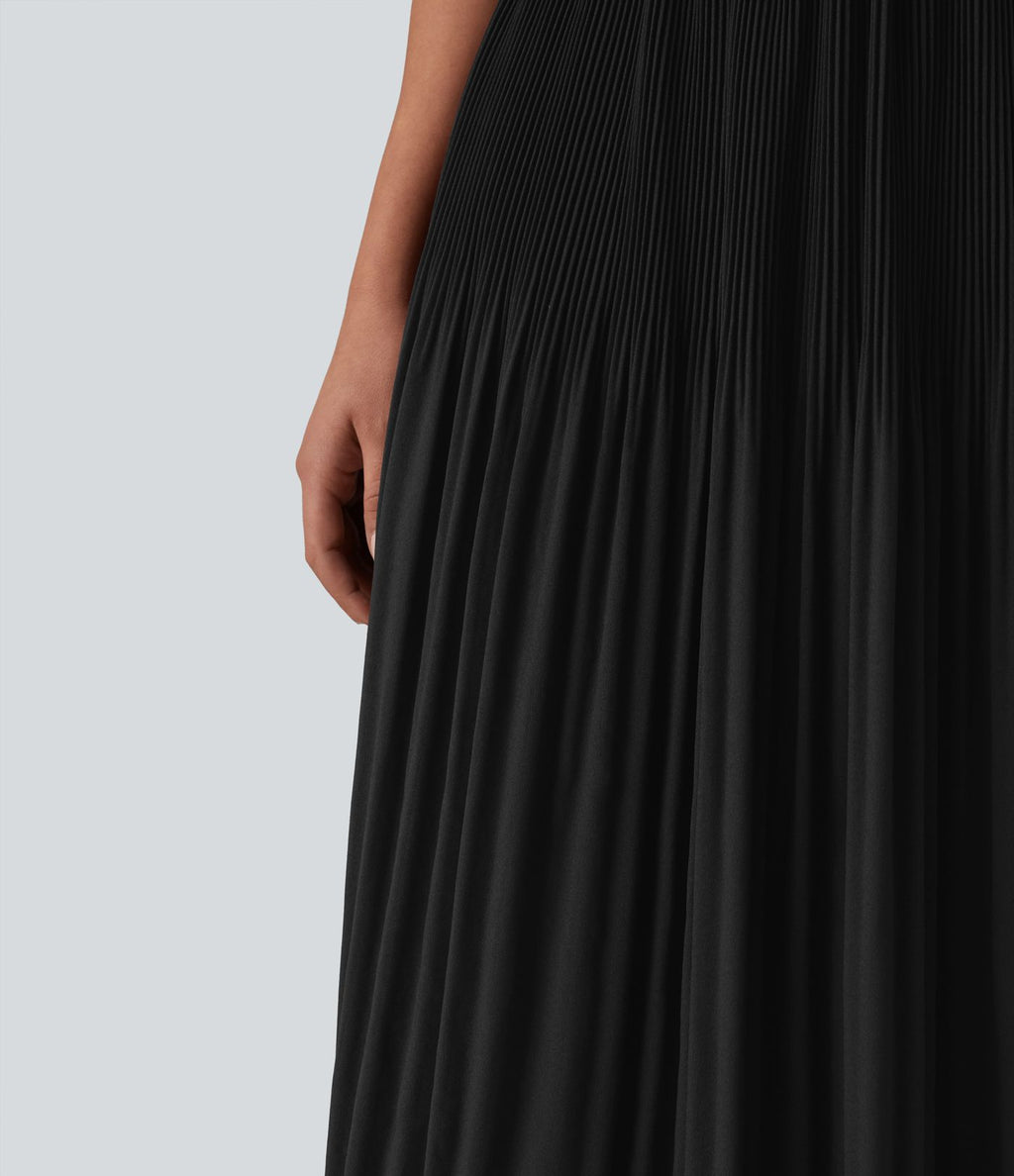 Jupe midi casual plissée taille haute