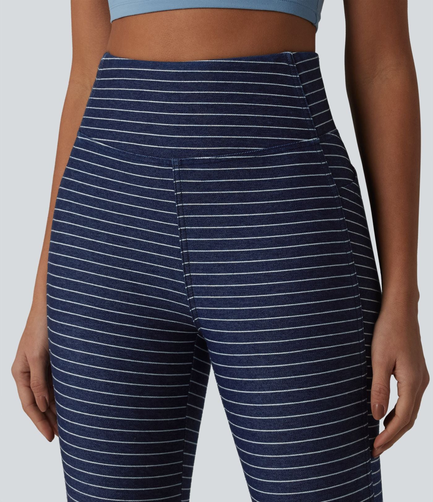 Jegging 7/8 rayé taille haute Halara Flex™ avec poches et effet ventre plat