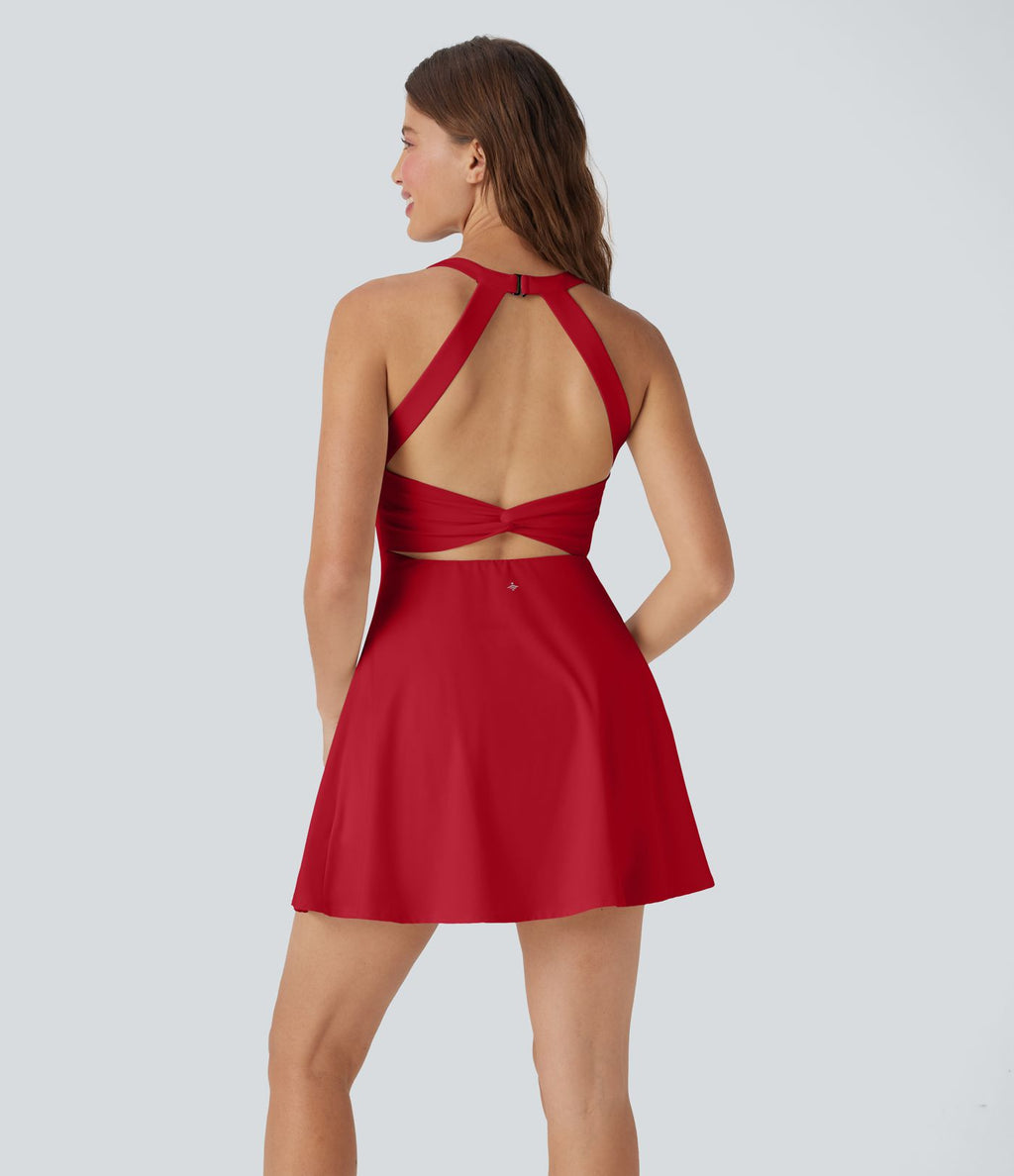 Softlyzero™ Airy Robe de yoga dos nu avec torsade effet fraîcheur et short intégré - Version Easy Peasy