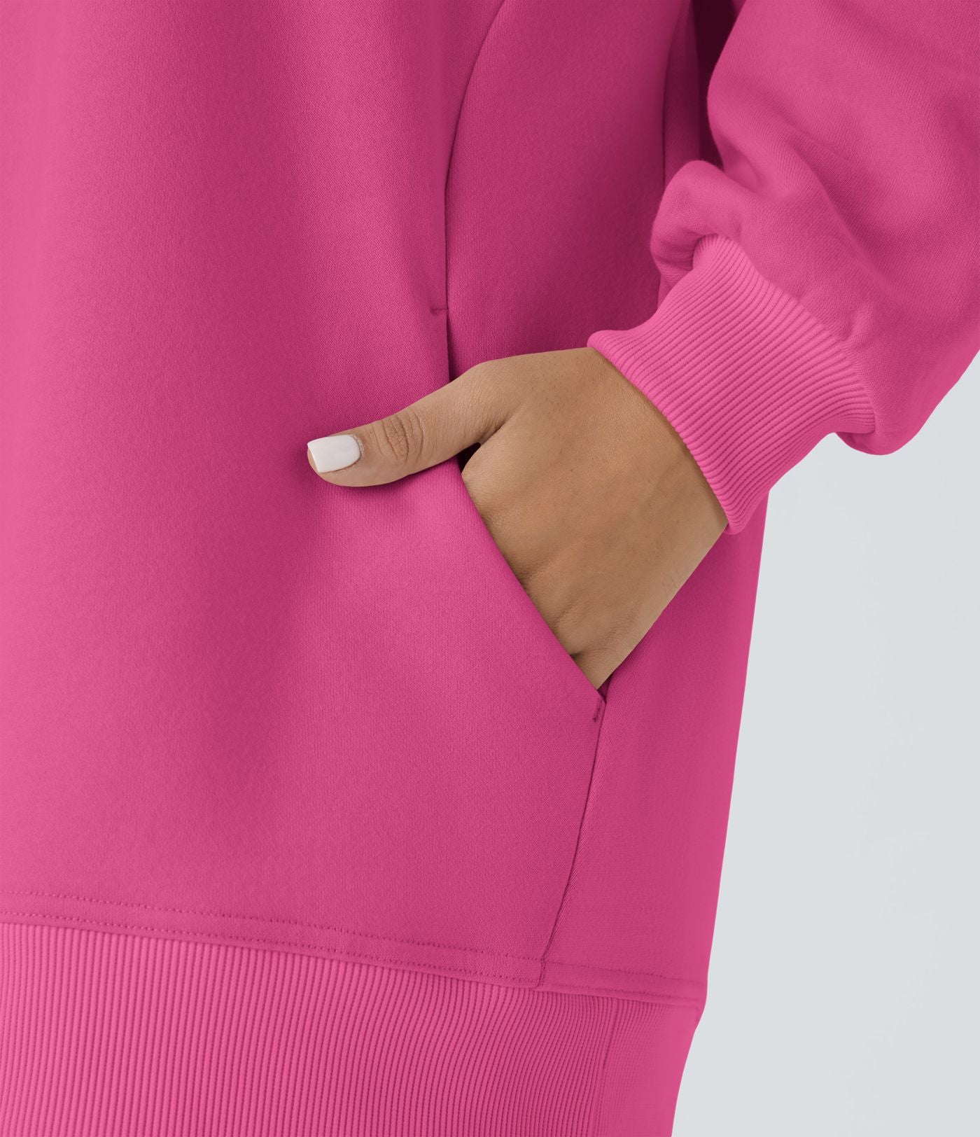 Sweat-shirt décontracté en polaire, col rond, manches longues, poches latérales, coupe oversize