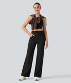Pantalon de yoga droit gainant taille haute avec poches Halara UltraSculpt™