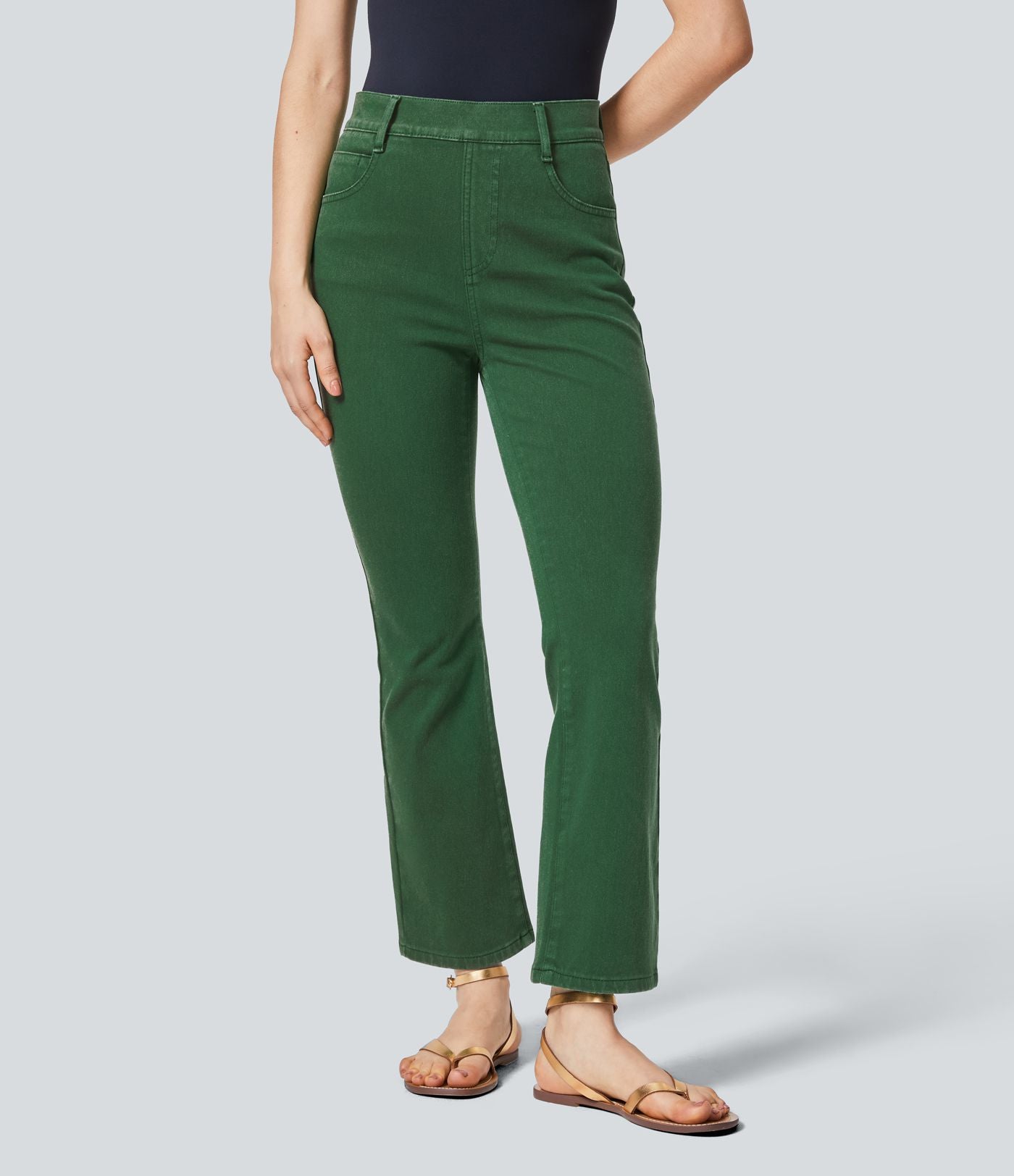 Jean bootcut 7/8 décontracté coloré à poches taille haute Halara Flex™
