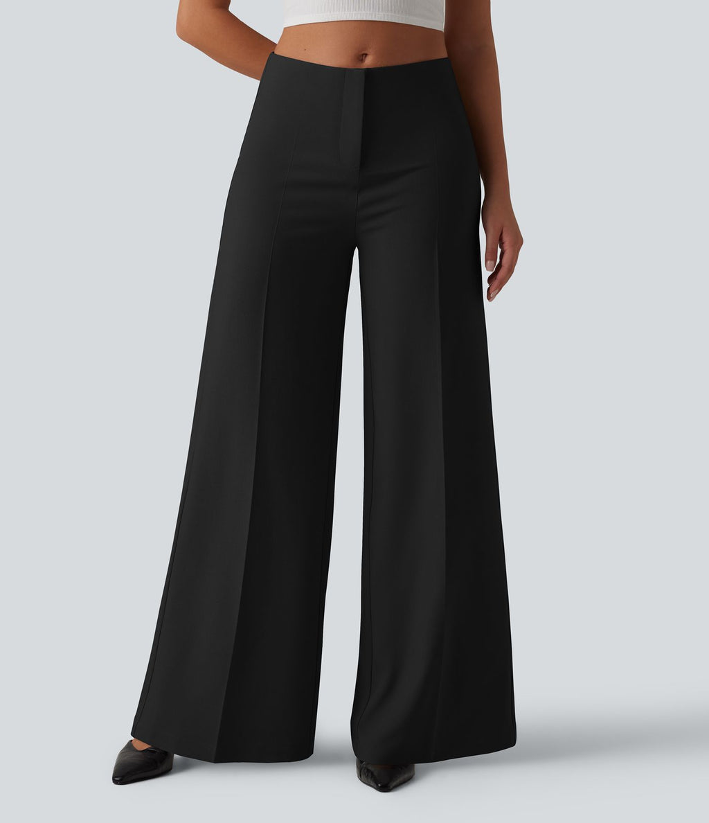 Pantalon tailleur large taille basse avec poches