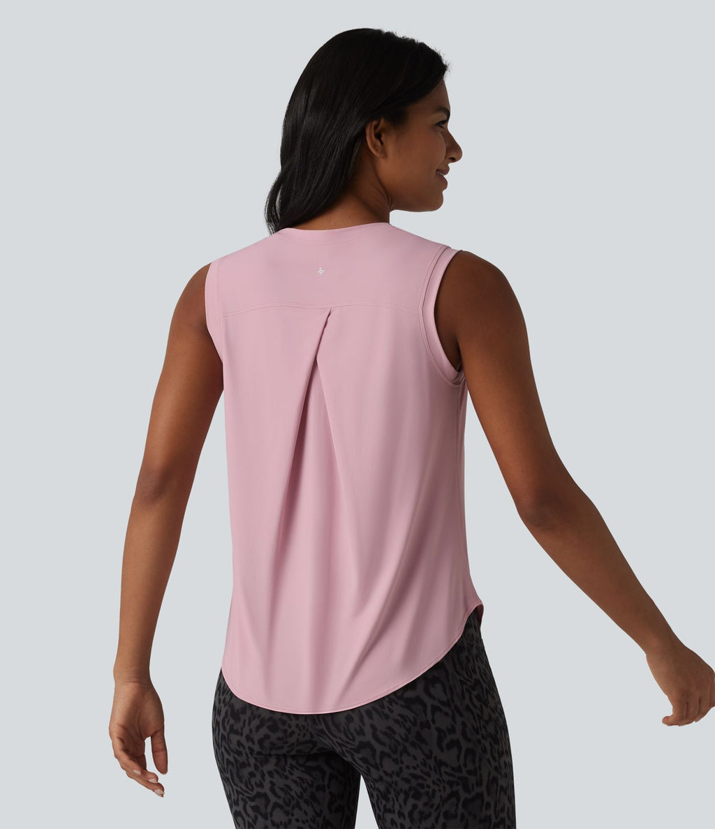Débardeur de sport à col rond et ourlet arrondi, doux au toucher, protection solaire UPF50+