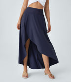 Jupe Longue Casual Breezeful™ Taille Haute à Volants 2en1 Fluide Sèchement Rapide Quotidien Maxi