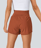 Short 7,5cm Yoga 2 en 1 Super Taille Haute Poches Arrière Poches Cachées Latérales