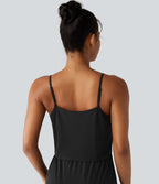 Robe nuisette midi casual à ourlet courbé fendu et cordon de serrage