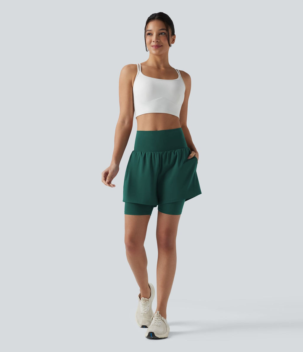 Short de yoga SoftlyZero™ Airy 2-en-1 taille ultra-haute effet frais InstantCool 17,5 cm avec poches