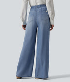 Jean large casual taille haute en lyocell avec poches