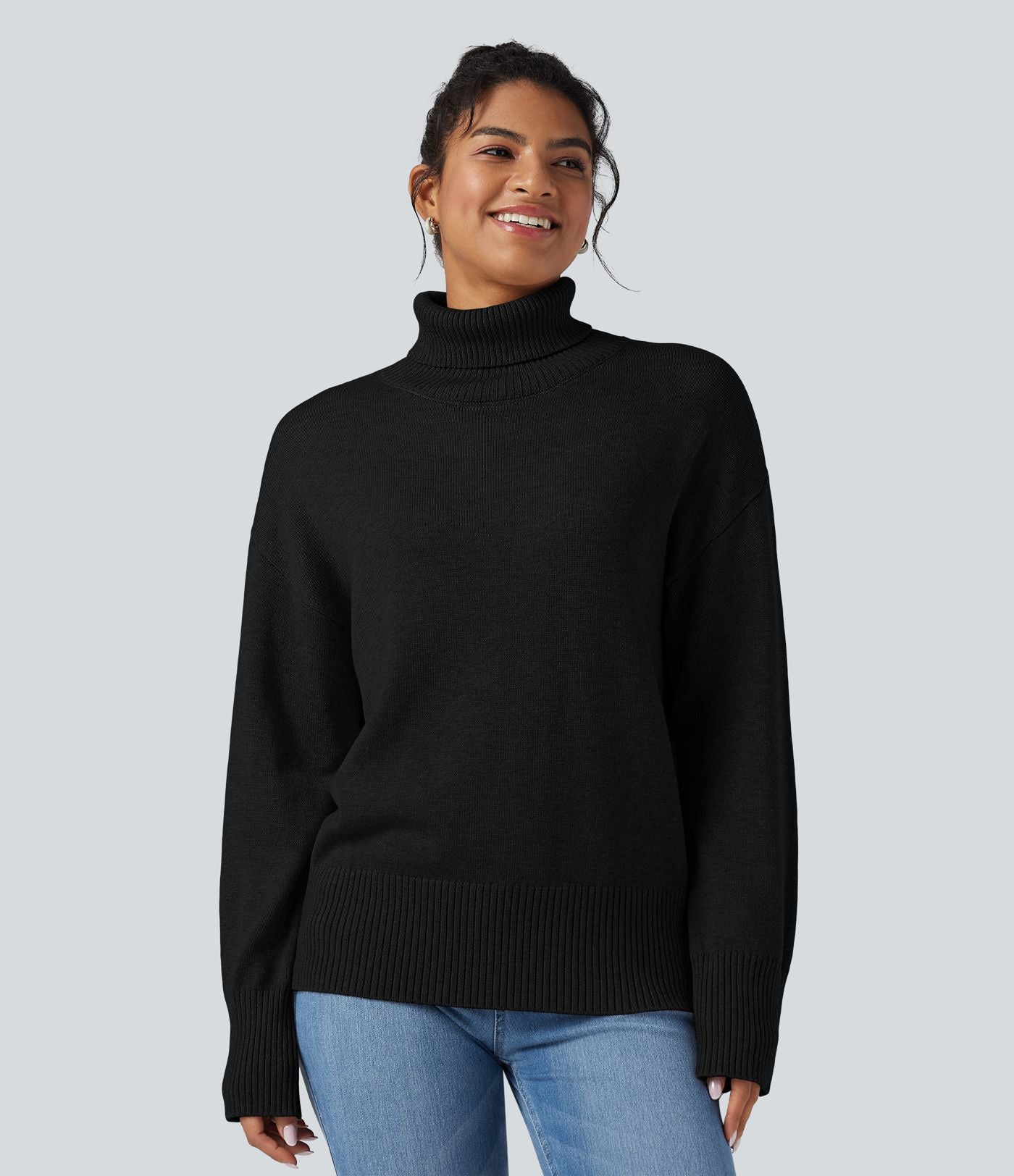 Pull laine col montant manches longues