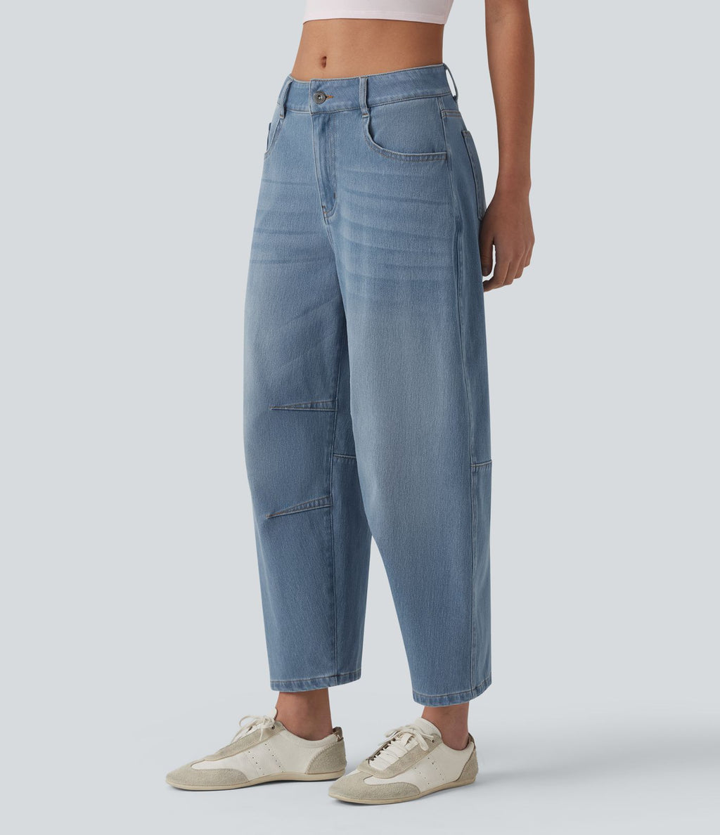 Jean Barrel 7/8 taille basse Halara Flex™ avec poches zippées