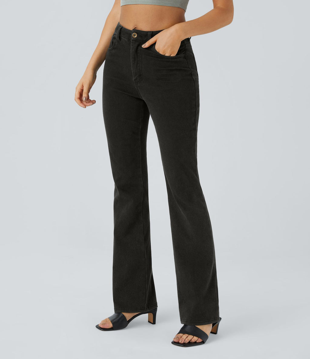 Halara Flex™ Jean Évasé Casual Taille Mi-haute Tricot Extensible Boutonnés Poches
