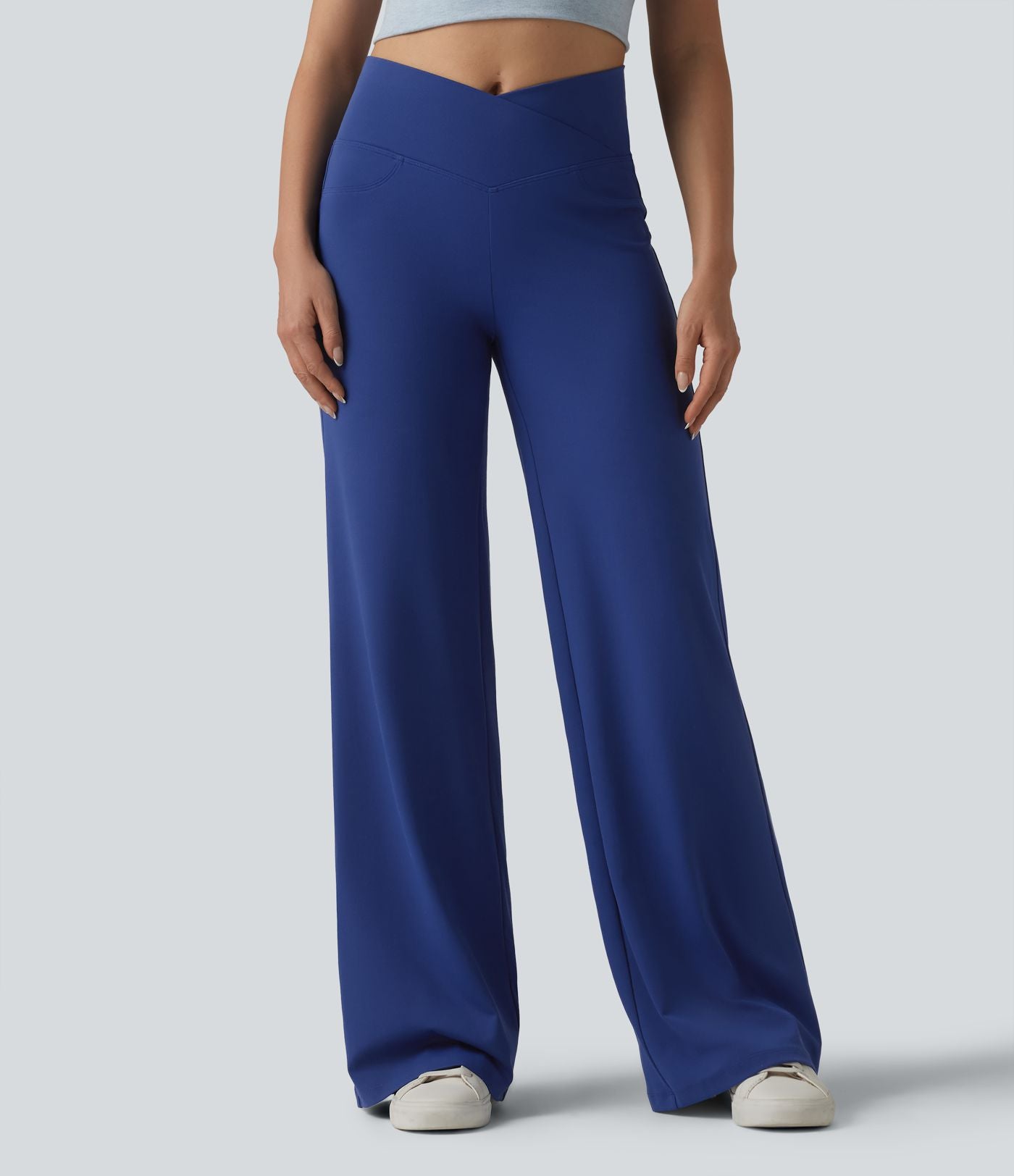 Pantalon bootcut casual DayStretch croisé taille haute ventre plat avec poches