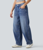 Halara Flex™ Jean barrel casual taille basse avec poches