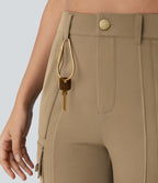 Pantalon cargo pedal pusher ajusté uni taille haute DayStretch avec poches zippées