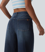 Jean Halara Flex™ mi-taille large ample délavé décontracté avec poches