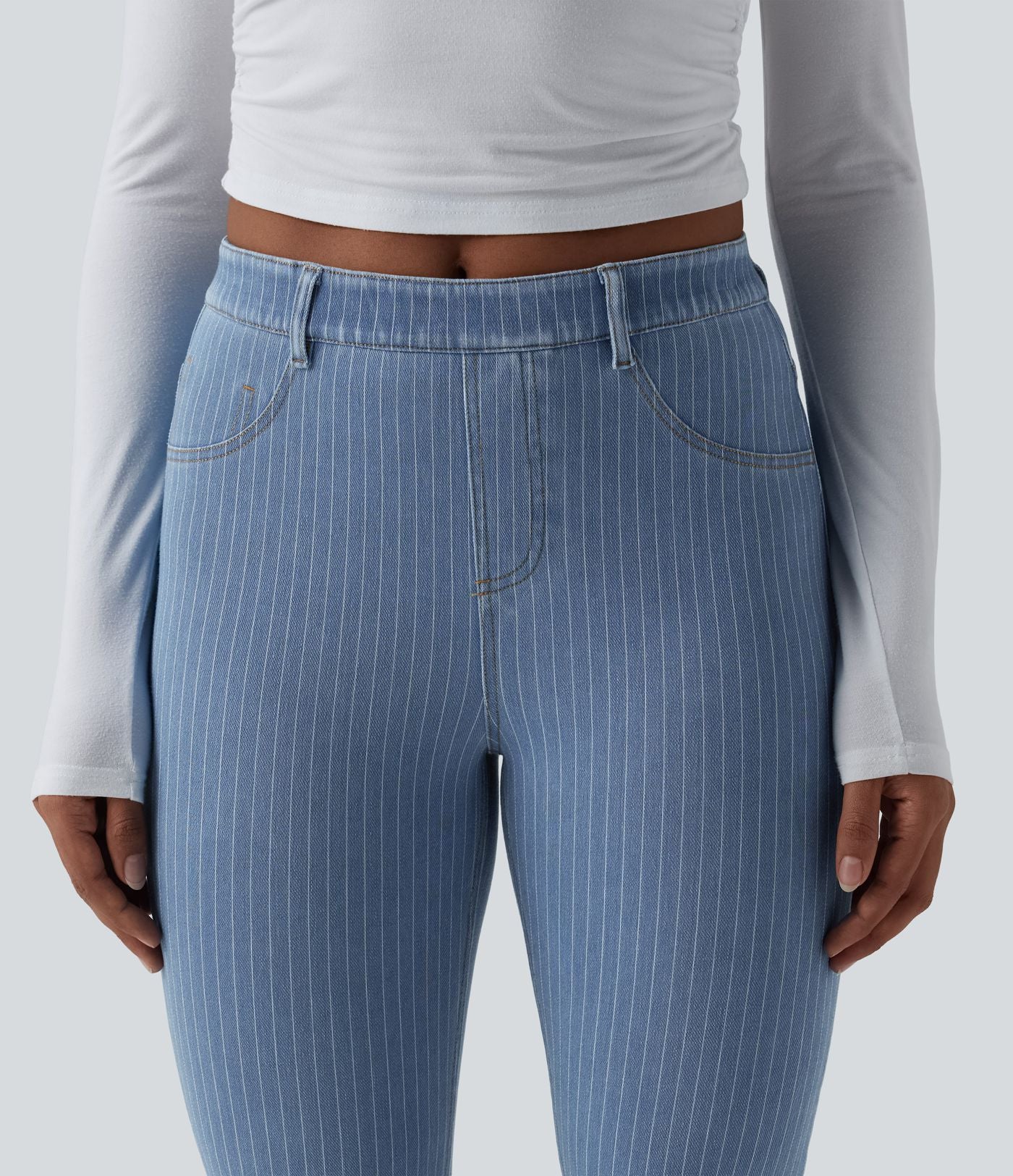 Jean Halara Flex™ mi-taille évasé à rayures décontracté avec poches