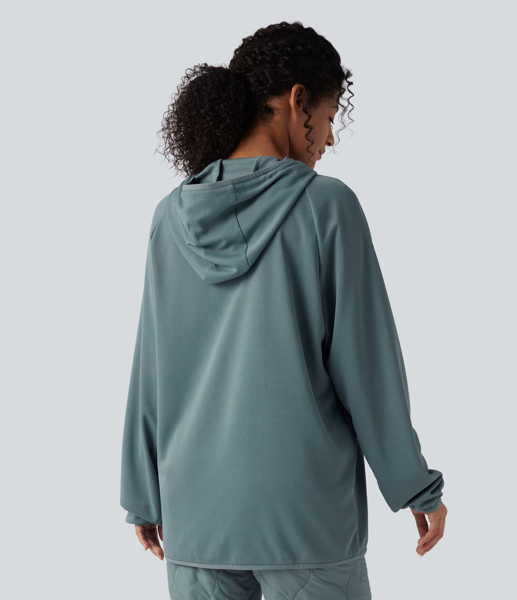 Sweat-shirt de sport matelassé camping à capuche, cordon de serrage et manches longues