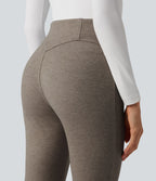 Pantalon  taille haute décontracté évasé côtelé gainant