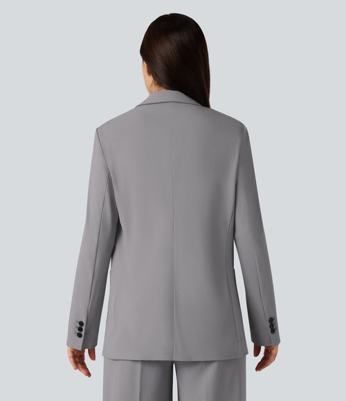 Blazer de travail col cranté infroissable à manches longues Halara Flex™ Suit avec poches