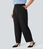 Pantalon de travail grande taille Halara Flex™ fuselé uni, taille haute, avec poches