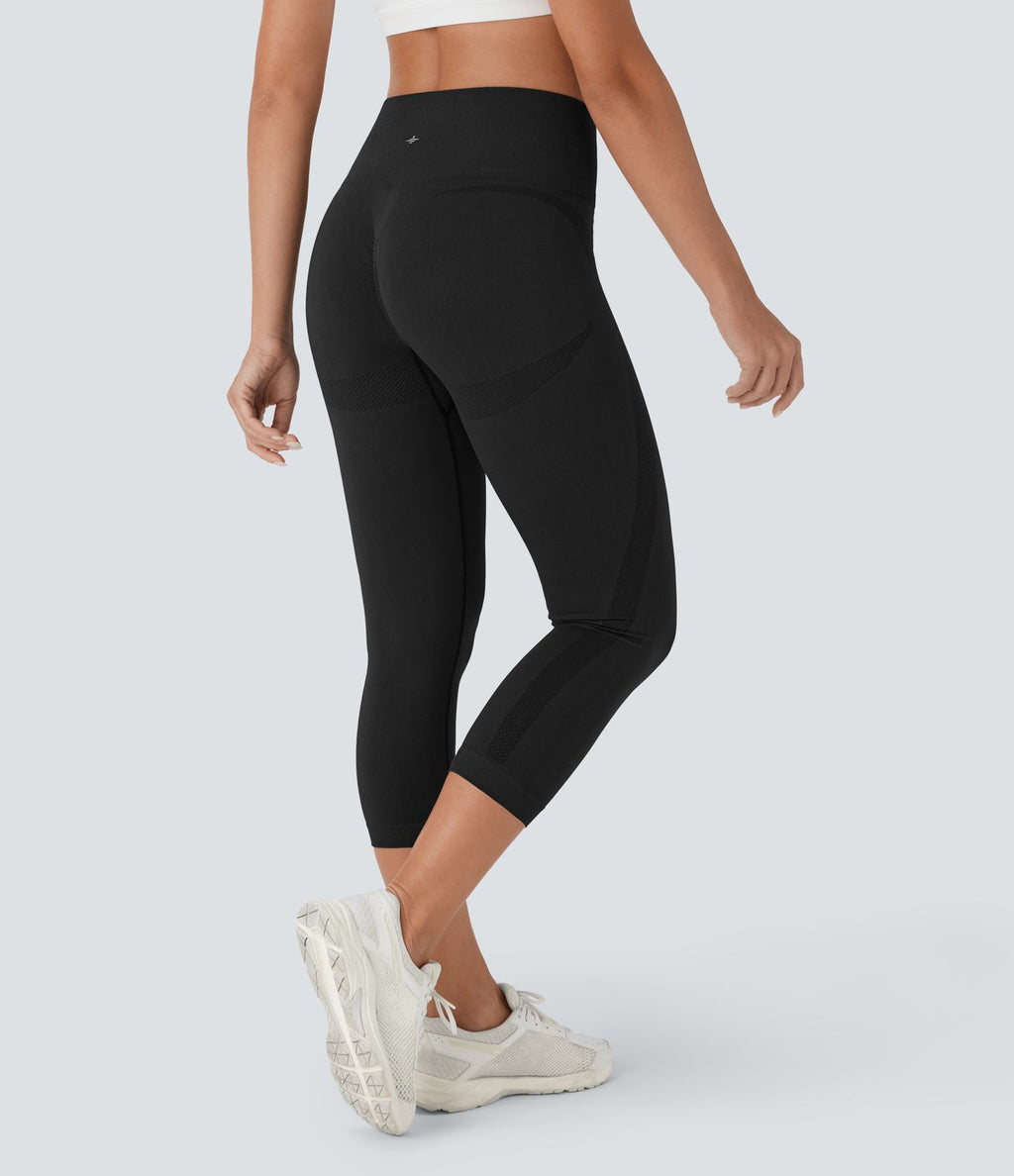 Legging capri yoga taille haute froncé sans couture OneForm Seamless Flow