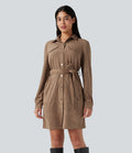 Robe courte col tailleur manches longues
