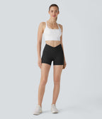 Short Biker de Yoga Softlyzero™ Taille Haute Croisée avec Poches Latérales, Antidérapant 7,5 cm - Protection UPF50+