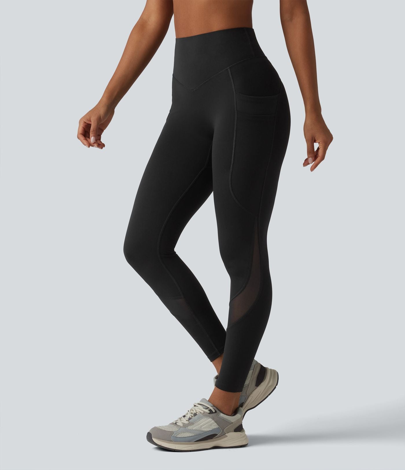 Legging de sport 7/8 Halara UltraSculpt™ taille haute gainant scrunch en mesh contrastant à poches