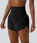 Breezeful™ Short de sport 2 en 1 taille très haute rabattable ourlet croisé à séchage rapide avec poches