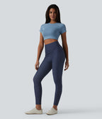 Jegging 7/8 rayé taille haute Halara Flex™ avec poches et effet ventre plat