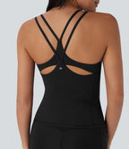 Top bretelles yoga Halara UltraSculpt™ Cool séchage rapide, dos nu avec bonnets moulés - UPF50+