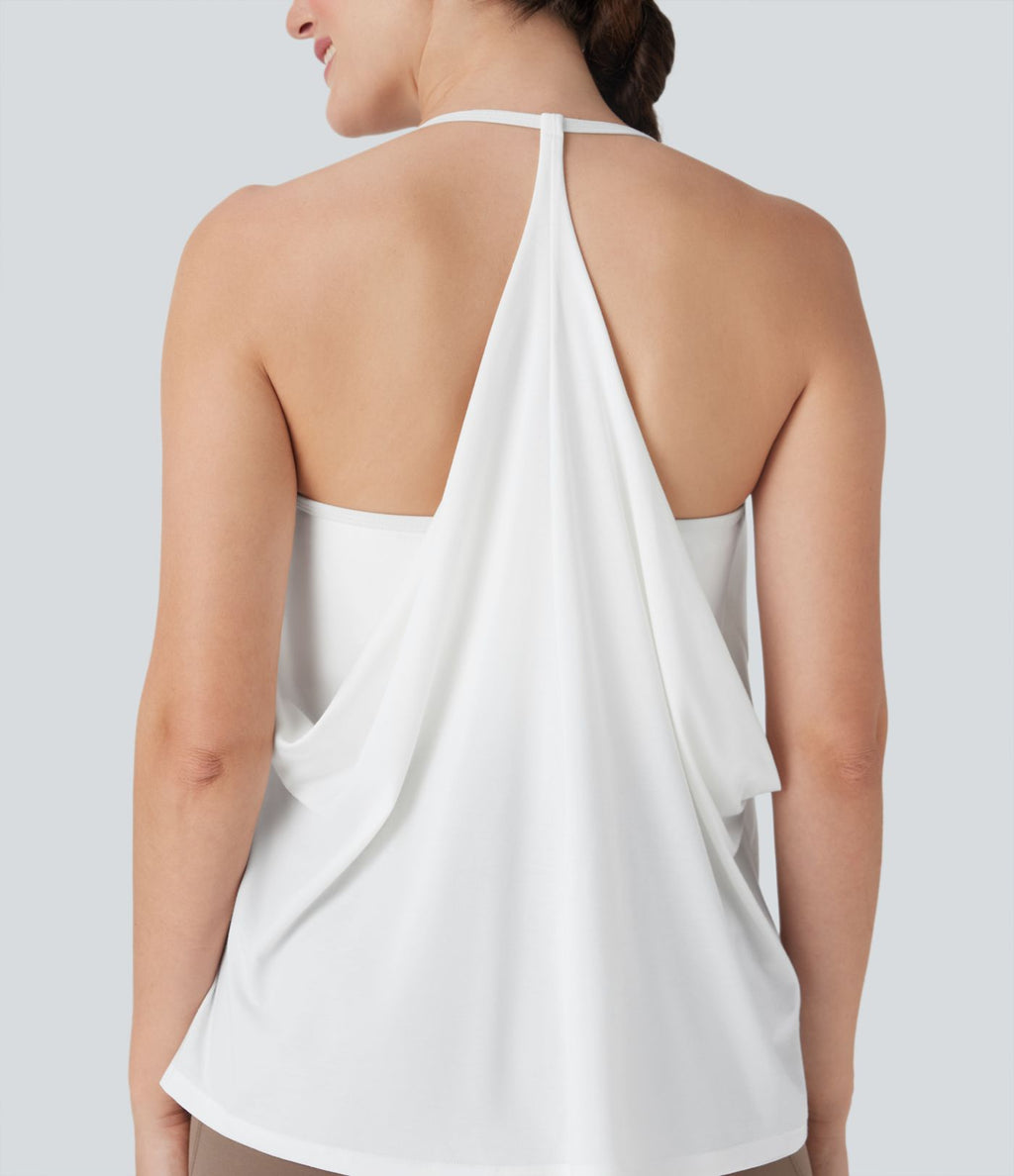 Haut de sport yoga SoftlyZero™ Airy licou drapé effet frais InstantCool, bonnets E-G, protection solaire UPF50+