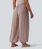 Jogging ample taille mi-haute avec poches