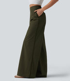 Pantalon large taille haute avec poches