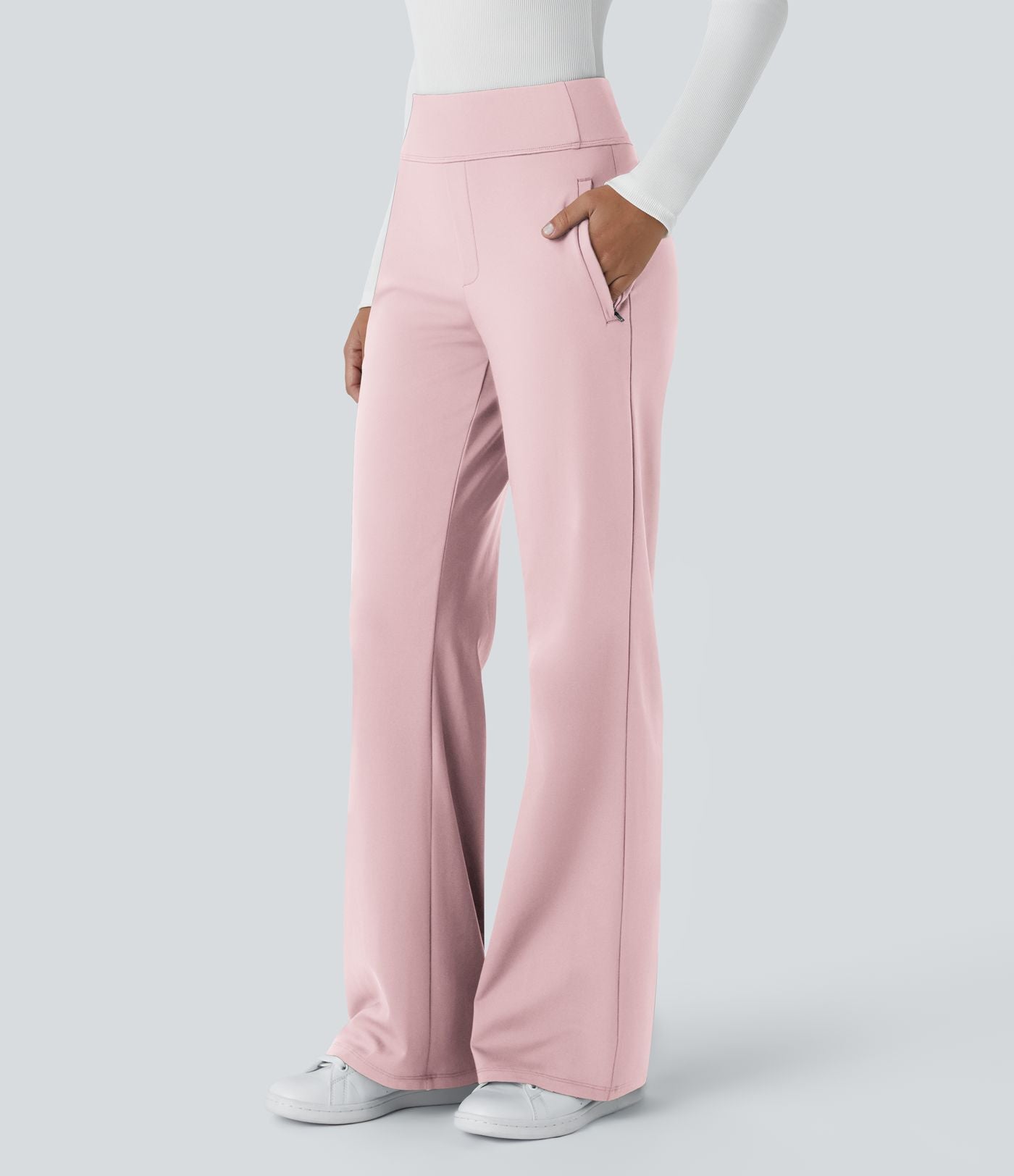 Pantalon tailleur évasé taille mi-haute Halara Flex™ DayStretch avec zip latéral et poches