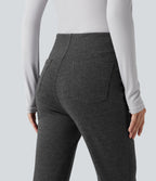 Halara Flex™ Pantalon tailleur évasé pied-de-poule taille haute avec poches