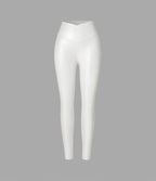 Legging de yoga SoftlyZero™ en simili stretch avec taille croisée, imprimé métallisé et poche arrière