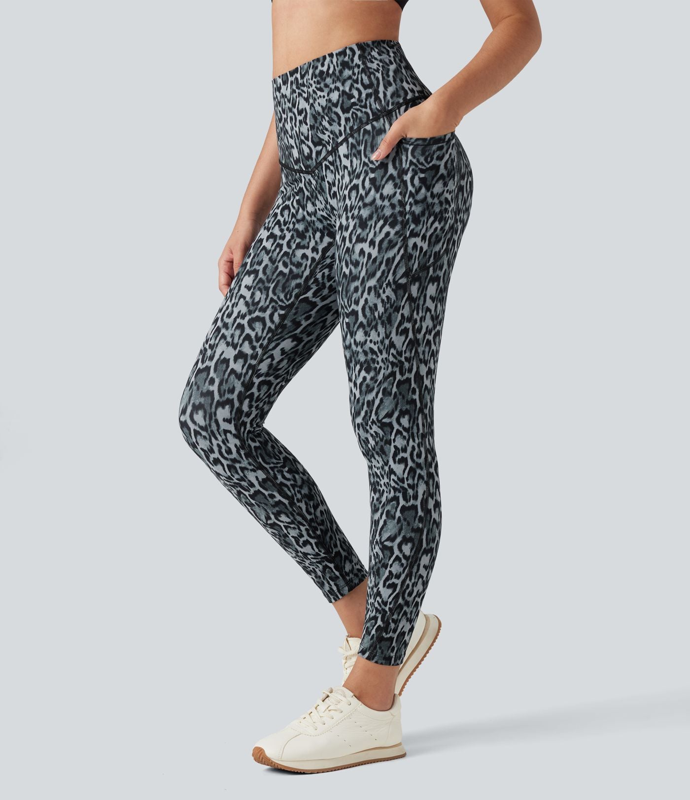 Legging de yoga gainant taille haute imprimé léopard avec poches Halara UltraSculpt™